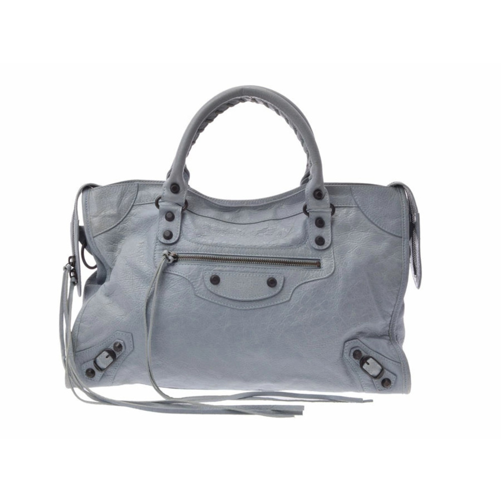 Balenciaga The City lambskin blue mirror handbag
